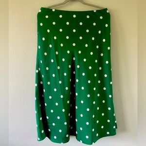 JCrew women’s mid length green satin skirt